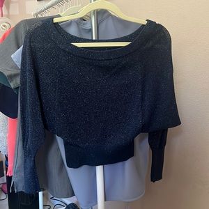 Express sparkly off-the-shoulder